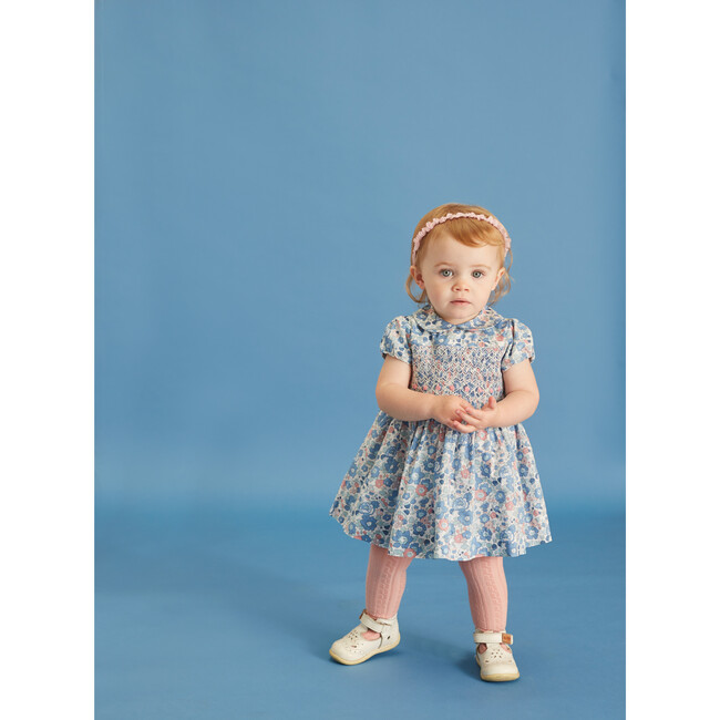 Lilah Hand-Smocked Baby Dress, Blue Floral