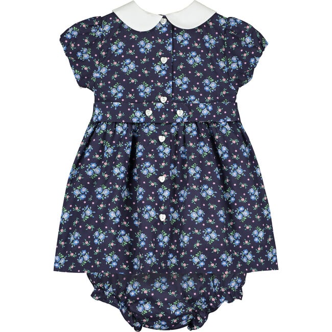 Anouk Hand-Smocked Baby Dress, Navy Floral - Dresses - 3