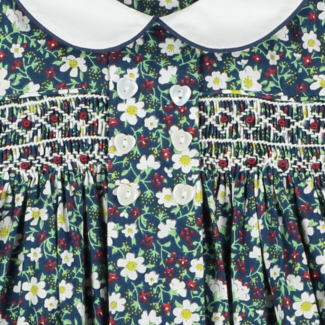 Leah Hand-Smocked Baby Dress, Navy Floral - Dresses - 4