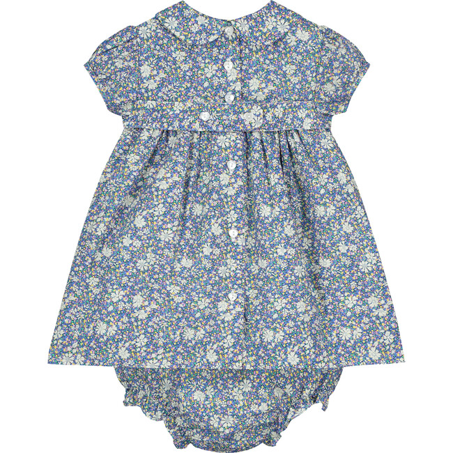 Alma Hand-Smocked Baby Dress, Blue Floral - Dresses - 3