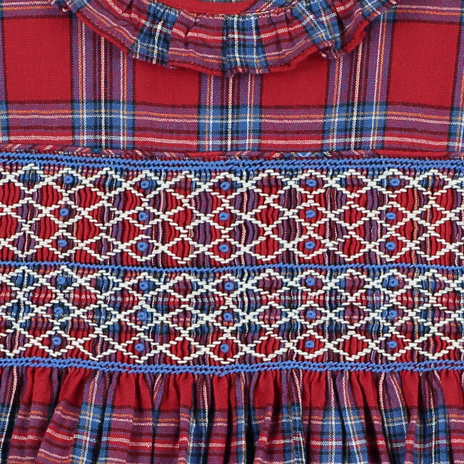 Bijoux Hand-Smocked Girls Dress, Red Tartan - Dresses - 4