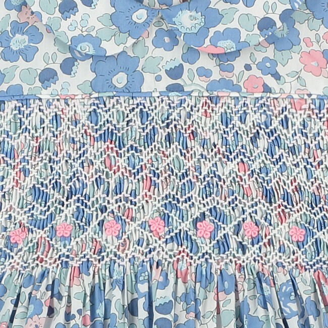 Lilah Hand-Smocked Baby Dress, Blue Floral - Dresses - 4