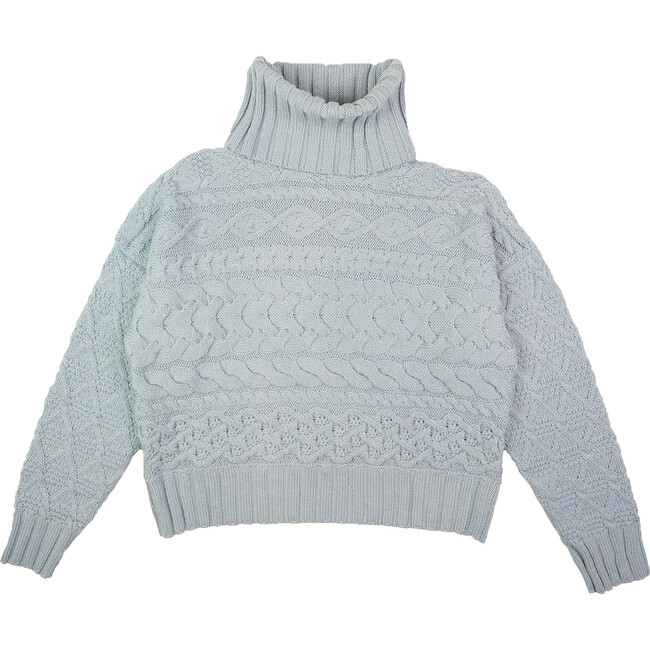 Women's Cable Sweater, Light Blue