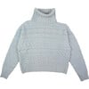 Women's Cable Sweater, Light Blue - Sweaters - 1 - thumbnail