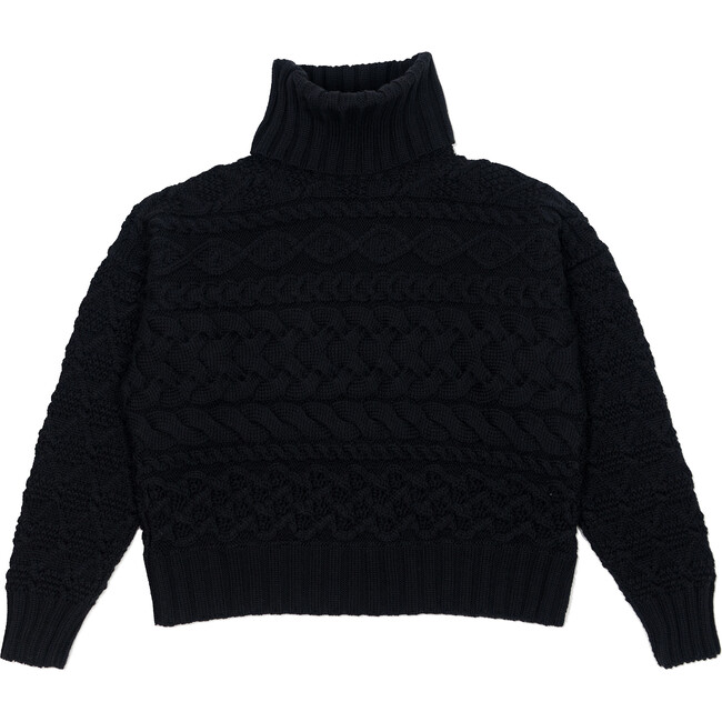 Women's Cable Sweater, Black