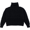 Women's Cable Sweater, Black - Sweaters - 1 - thumbnail