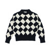 Women's Basket Weave Sweater, Black White - Sweaters - 1 - thumbnail