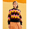 Women's Basket Weave Sweater, Multi Burgundy - Sweaters - 2 - thumbnail
