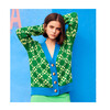 Women's Flower Chain Cardi, Bright Green - Cardigans - 2