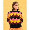 Women's Basket Weave Sweater, Multi Burgundy - Sweaters - 3