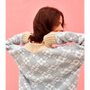 Women's Flower Chain Cardi, Light Blue - Cardigans - 4
