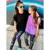 High Shine Long Legging, Black Holographic Hearts - Leggings - 2