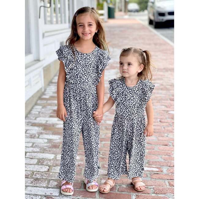 Baby Wide Leg Ruffle Jumpsuit, Grey Leopard - Jumpsuits - 3