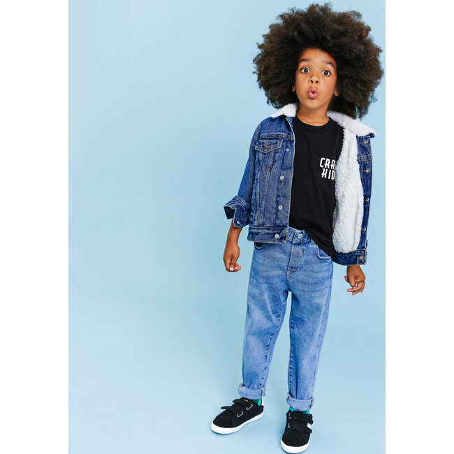 Custom Dark Blue Sherpa Denim Jacket, Camo - Denim Jackets - 4