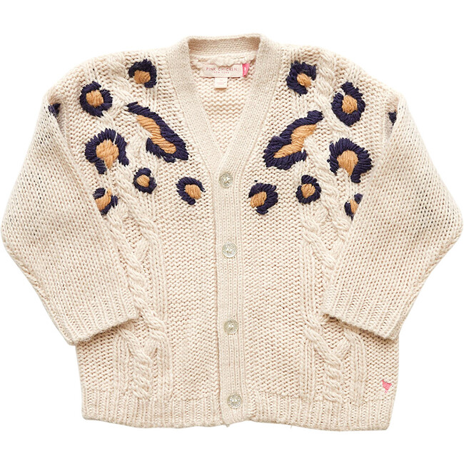 Girls Grandpa Sweater, Cream