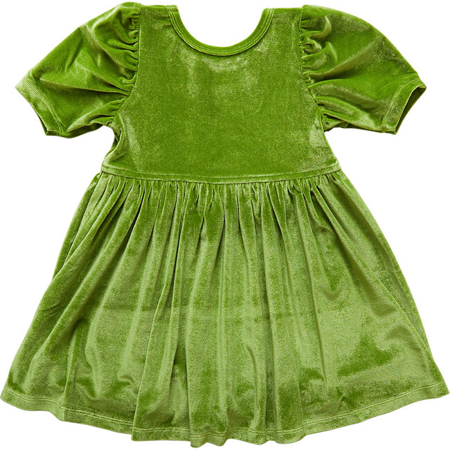 Girls Laurie Dress, Lime Green Velour