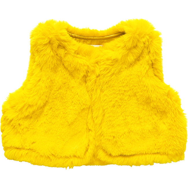 Girls Fiona Faux Fur Vest, Yellow Faux Fur