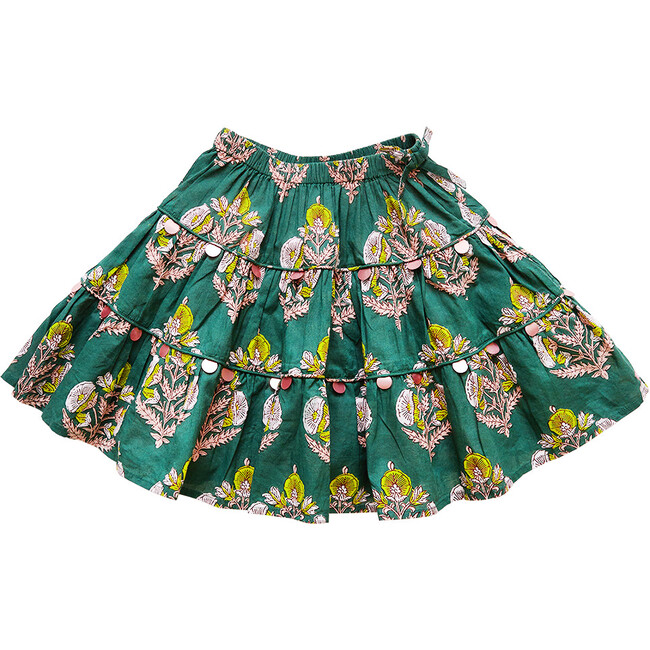 Girls Allie Skirt, Hunter Green Flower