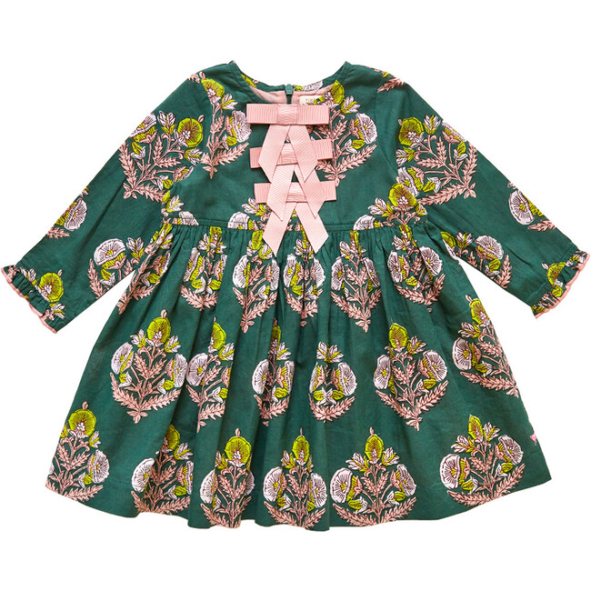 Baby Hermione Dress, Hunter Green Flower