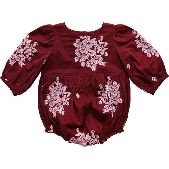 Baby Brooke Bubble, Burgundy Embroidery - Onesies - 1