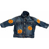 Treat Pumpkin Denim Jacket, Blue - Jackets - 1 - thumbnail