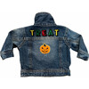 Treat Pumpkin Denim Jacket, Blue - Jackets - 2 - thumbnail