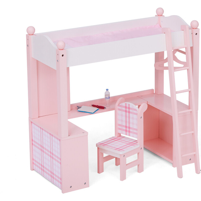 Sophia's - Aurora Princess 18" Doll Pink Plaid Bed with Accessories - Pink - Doll Accessories - 1