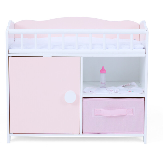 Olivia's Little World - Aurora Princess Pink Plaid Baby Doll Bed with Accessories - Pink