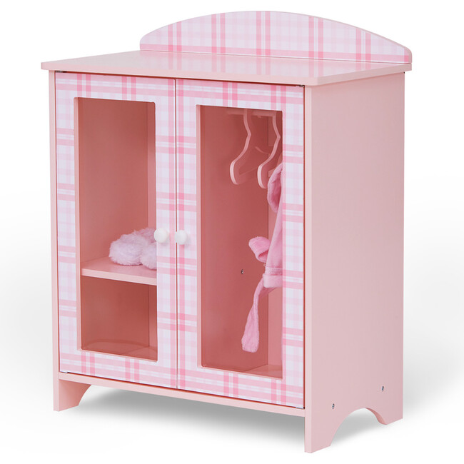 Sophia's - Aurora Princess 18" Doll Pink Plaid Closet with Bathrobe & Slipper - Pink