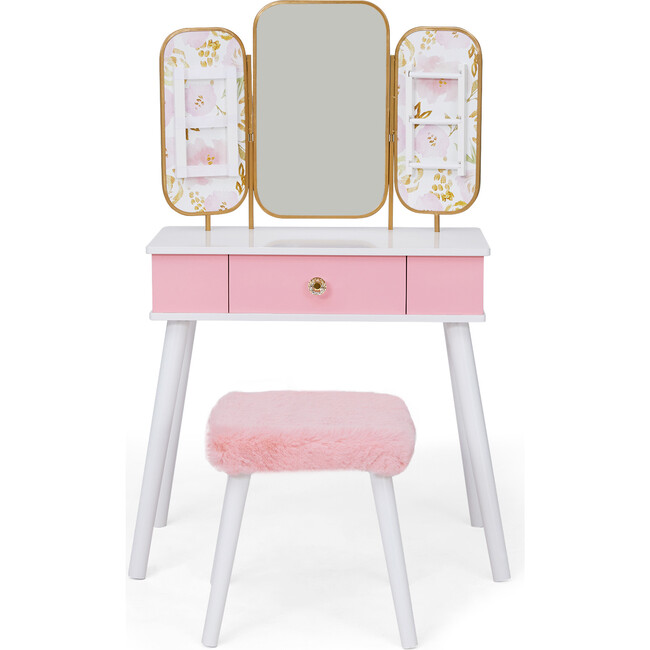 Fantasy Fields - Little Lady Izabel Medium Floral Play Vanity - White/Pink - Play Tables - 1