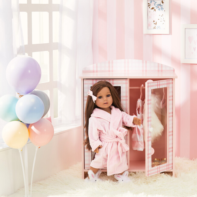 Sophia's - Aurora Princess 18" Doll Pink Plaid Closet with Bathrobe & Slipper - Pink