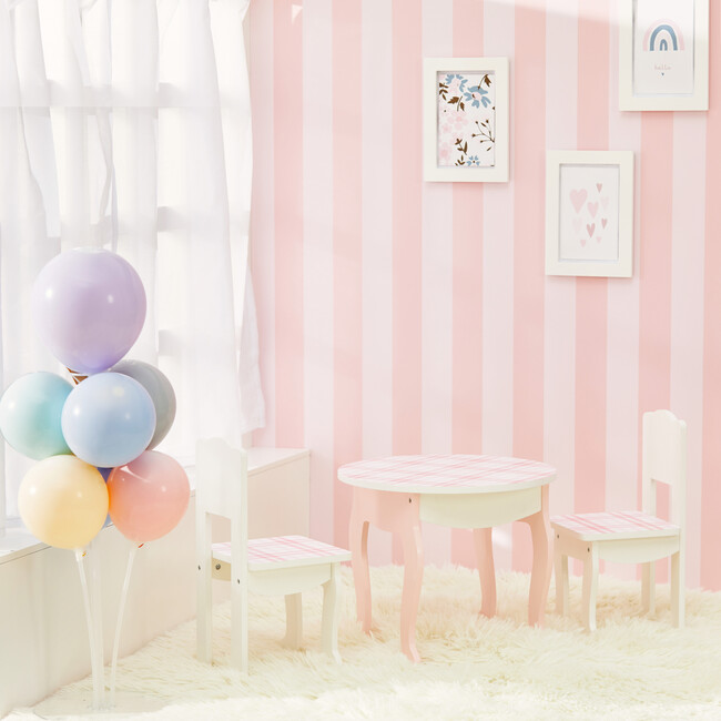 Sophia's - Aurora Princess 18" Doll Pink Plaid Table & Chair with Accessories, Delight - Pink - Doll Accessories - 3