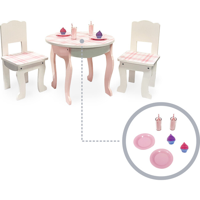 Sophia's - Aurora Princess 18" Doll Pink Plaid Table & Chair with Accessories, Delight - Pink - Doll Accessories - 5