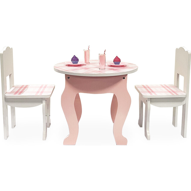 Sophia's - Aurora Princess 18" Doll Pink Plaid Table & Chair with Accessories, Delight - Pink - Doll Accessories - 6