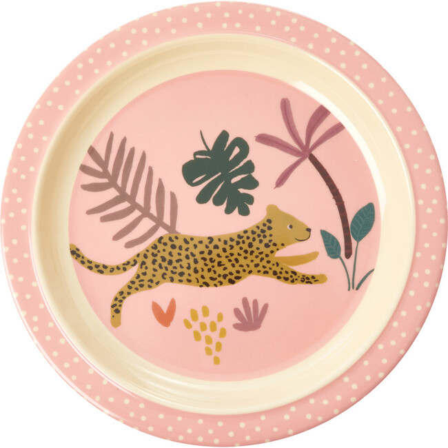 Melamine Kids Lunch Plate in Pink Jungle Animals Print - Tableware - 1