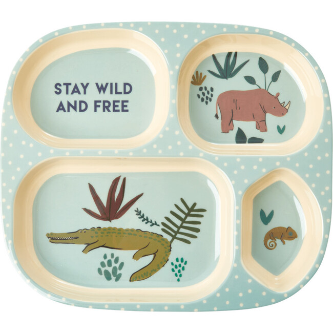 Kids 4 Room Plate in Blue Jungle Animals Print - Tableware - 1