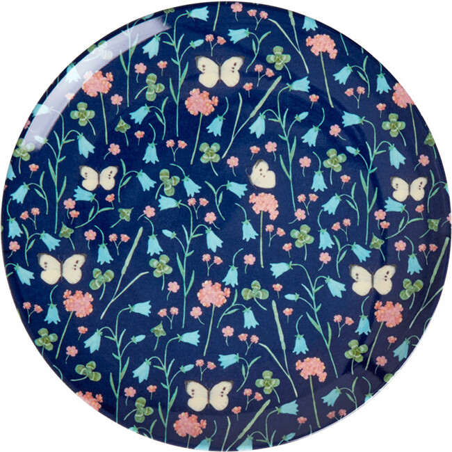 Dessert Plate with Sweet Butterfly Print Midnight Blue