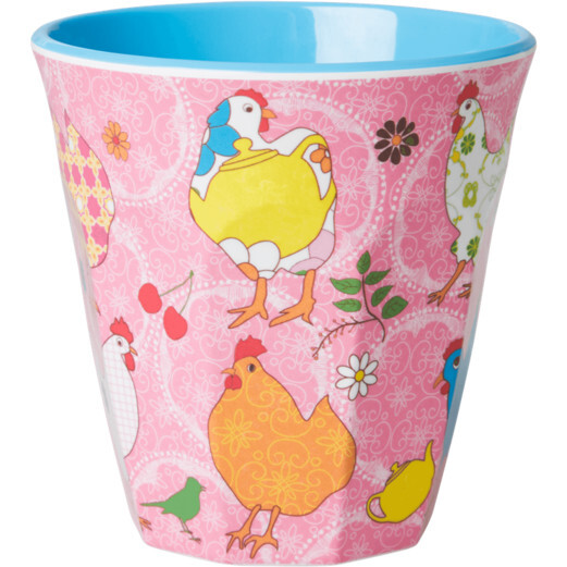 Cup Medium in Pink Hen - Tableware - 1