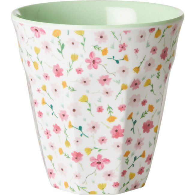 Cup Medium in White Flower Print