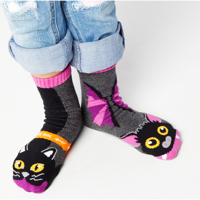 Bat & Black Cat Mismatched Socks Set, Multi - Socks - 2