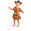 Choco Chip Cookie Short Sleeve Bamboo Twirl Skirt Bodysuit, Brown - Dresses - 2