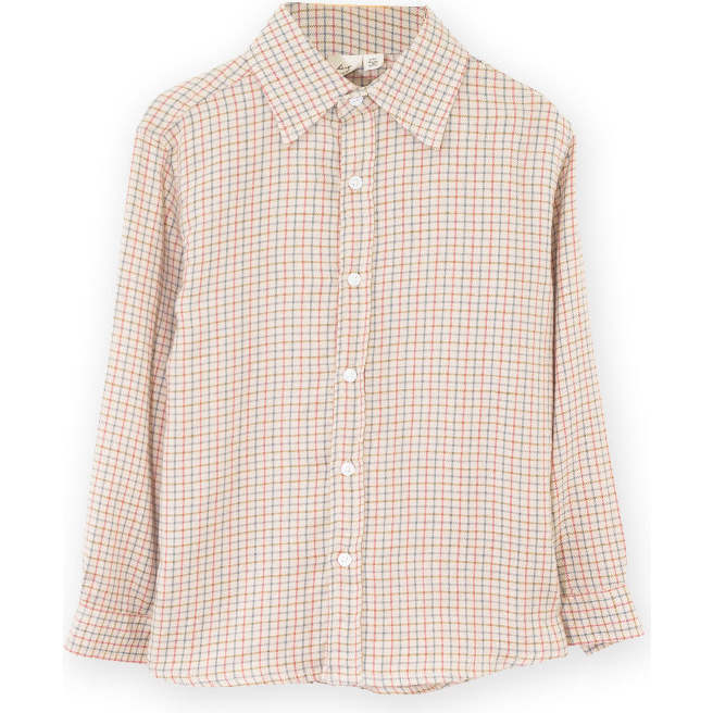 Boys Shirt, Beige Country Check - Shirts - 1