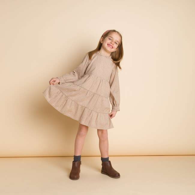 Lily Dress, Beige Country Check