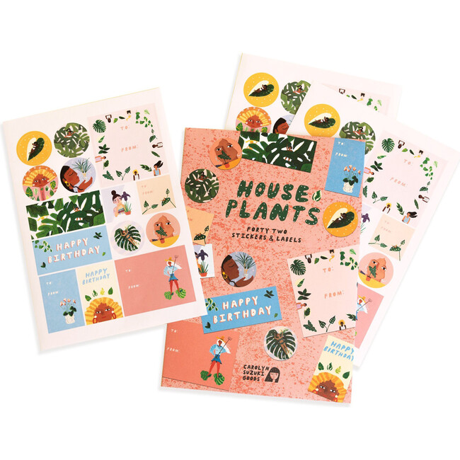 House Plants 42 Sticker + Label Set