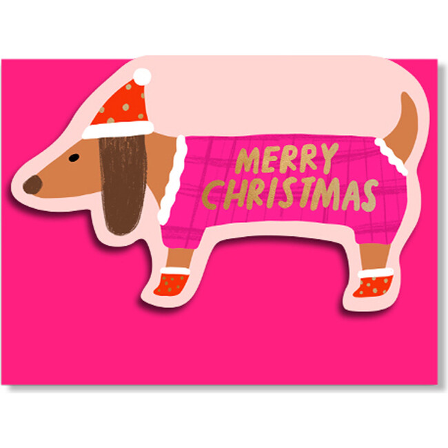Dachshund Shaped Christmas Card