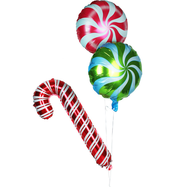 Christmas Candy Foil Balloons, Set of 3