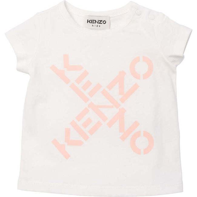 X Pink Logo T-Shirt, White - Tees - 1