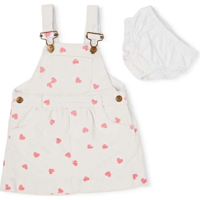 Heart Print Dress, Cream Heart - Dresses - 1
