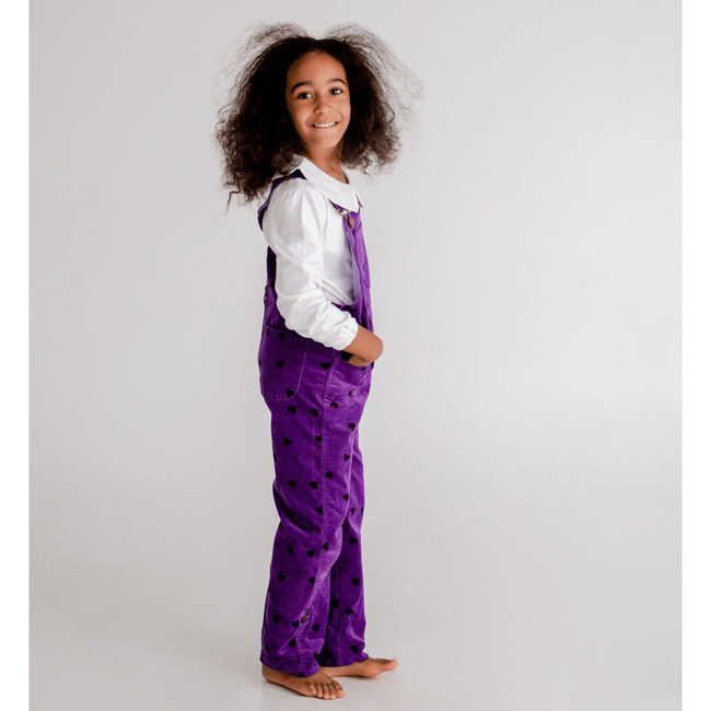 Heart Printed Overalls, Purple - Overalls - 2