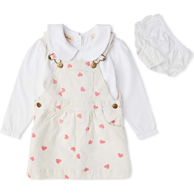 Heart Print Dress, Cream Heart - Dresses - 3